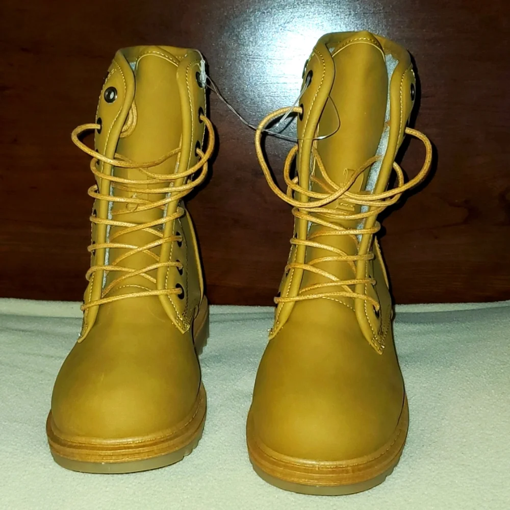 Whitney23K Girl/Kid Fold Lace Up Boot Faux Fur Lined Folded Collar Size 13